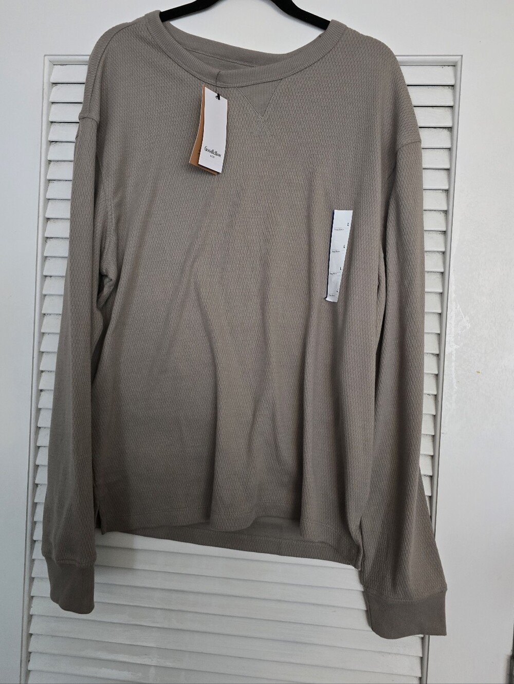 Goodfellow Co. Men's Lightweight Waffle Crewneck Sweater Taupe Size Large NWT